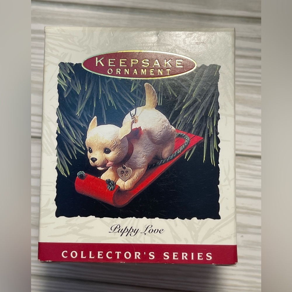 Hallmark Keepsake Ornament Puppy Love Handcrafted Dated 1993